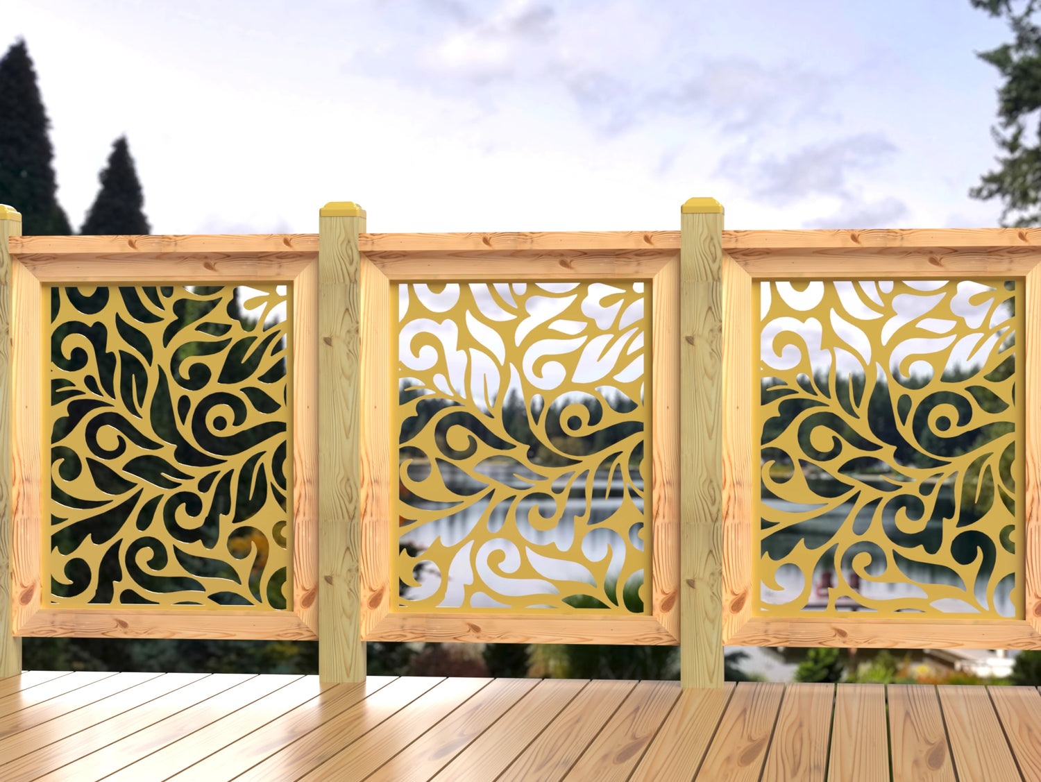 24"x30" - Flowing Leaves Fence/Gate Panel Insert - Madison Iron and Wood