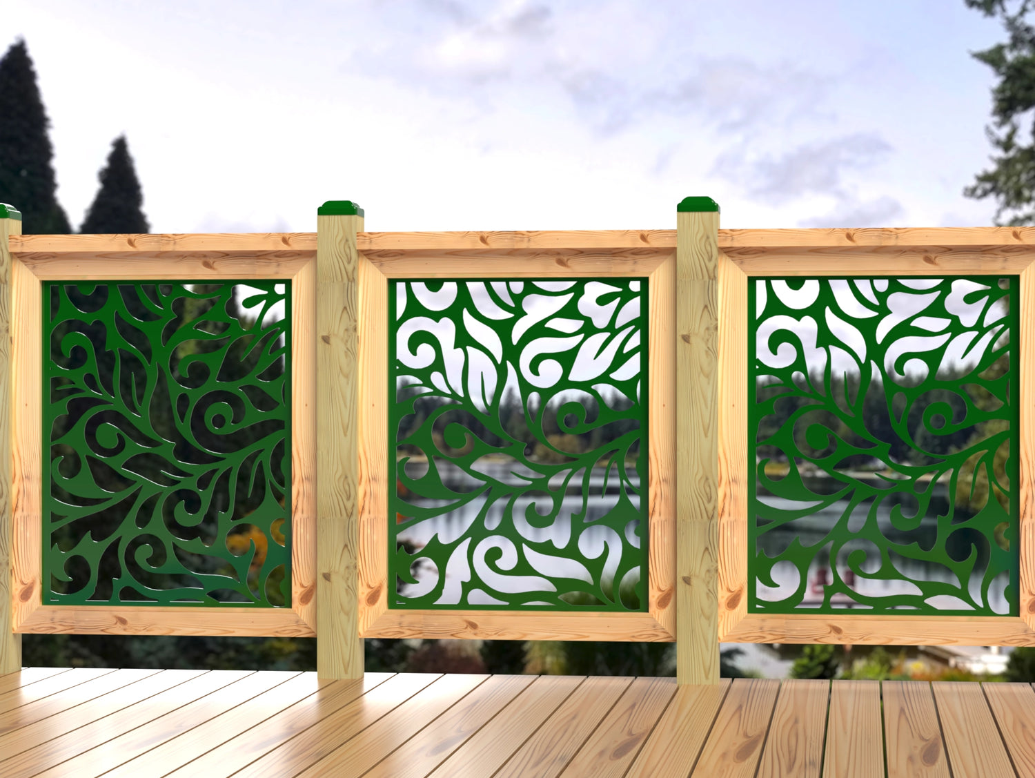 24"x30" - Flowing Leaves Fence/Gate Panel Insert - Madison Iron and Wood