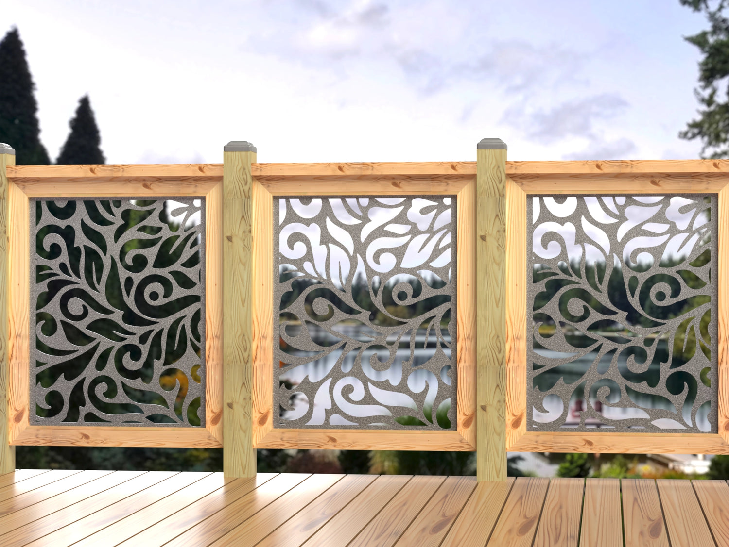 24"x30" - Flowing Leaves Fence/Gate Panel Insert - Madison Iron and Wood