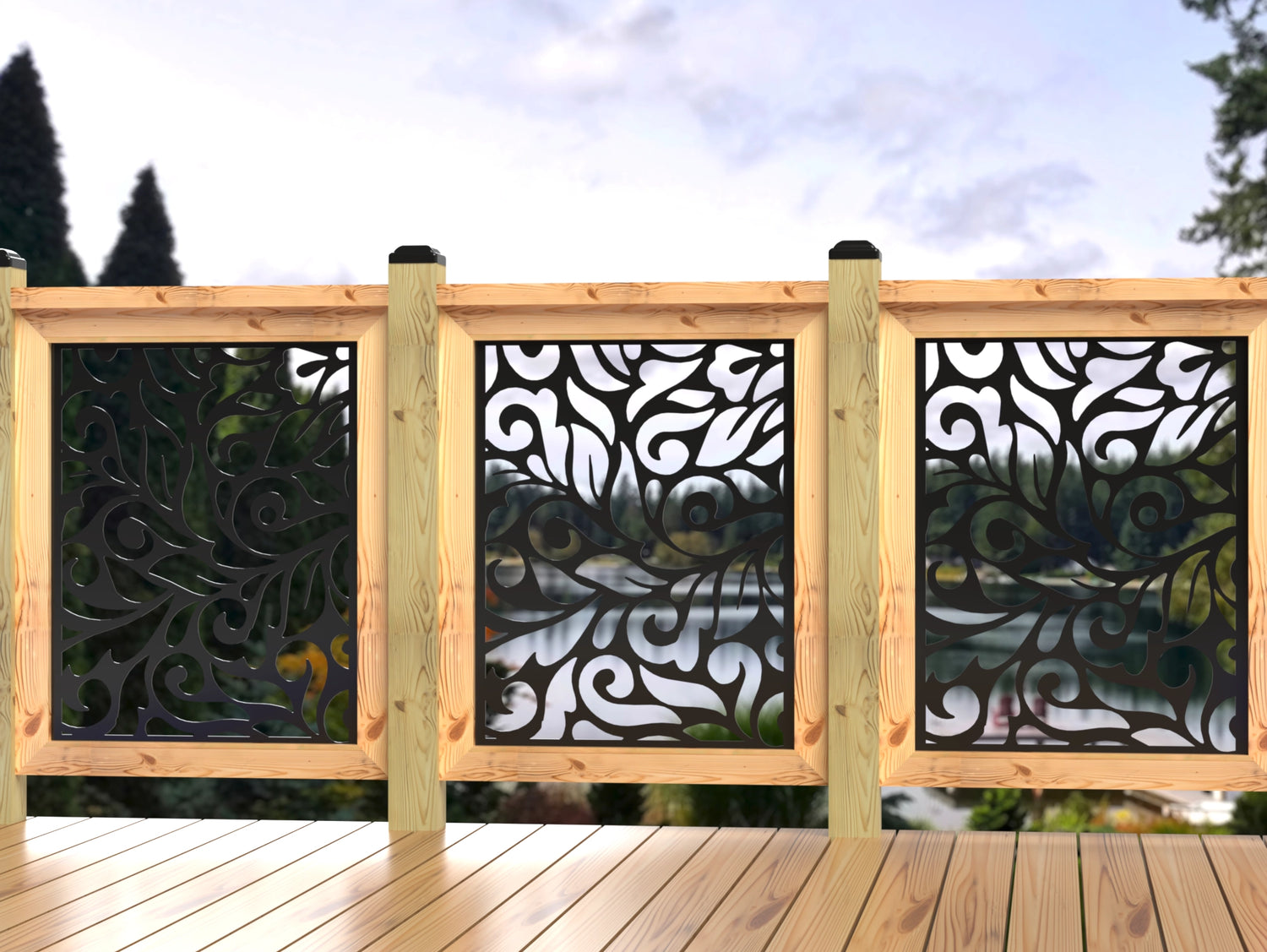 24"x30" - Flowing Leaves Fence/Gate Panel Insert - Madison Iron and Wood