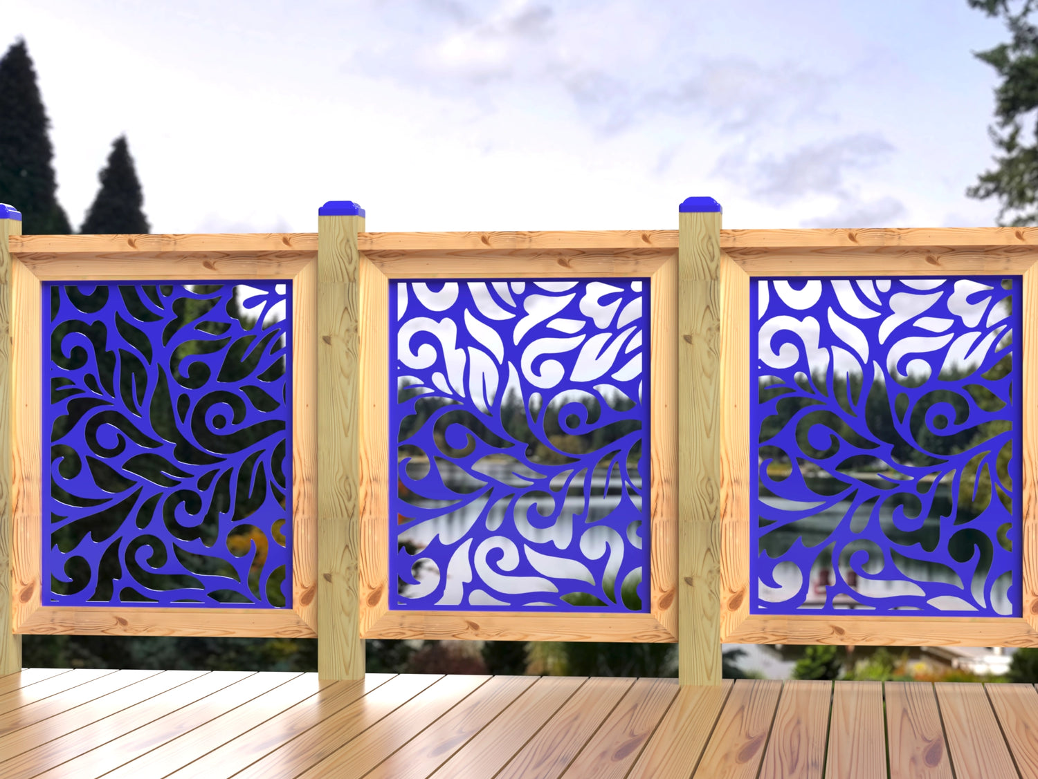 24"x30" - Flowing Leaves Fence/Gate Panel Insert - Madison Iron and Wood