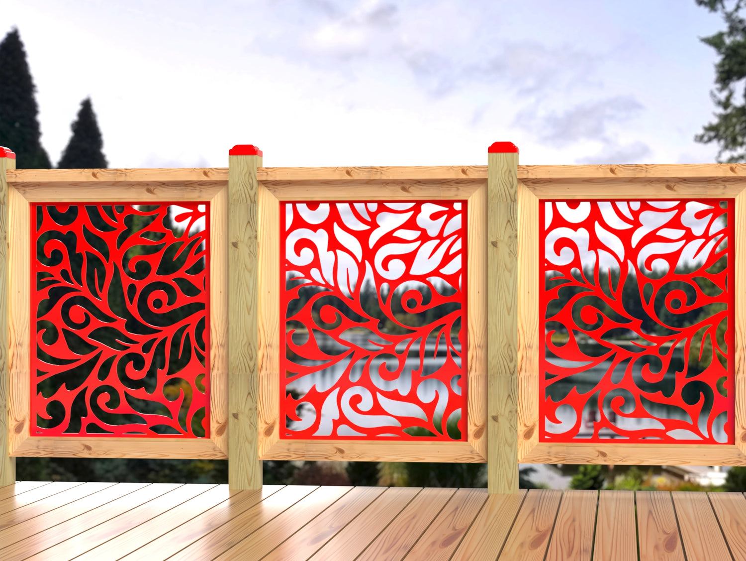 24"x30" - Flowing Leaves Fence/Gate Panel Insert - Madison Iron and Wood