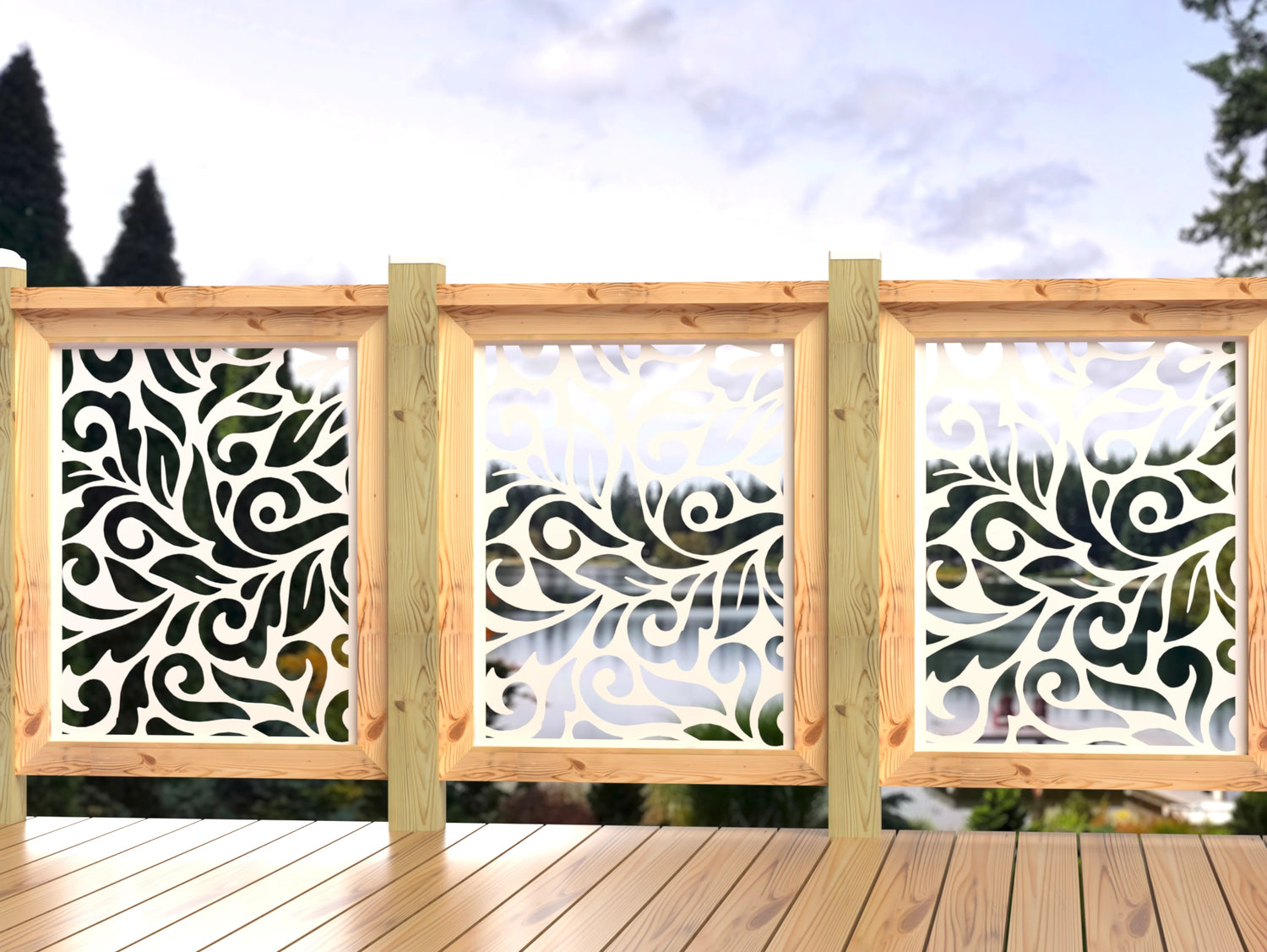 24"x30" - Flowing Leaves Fence/Gate Panel Insert - Madison Iron and Wood