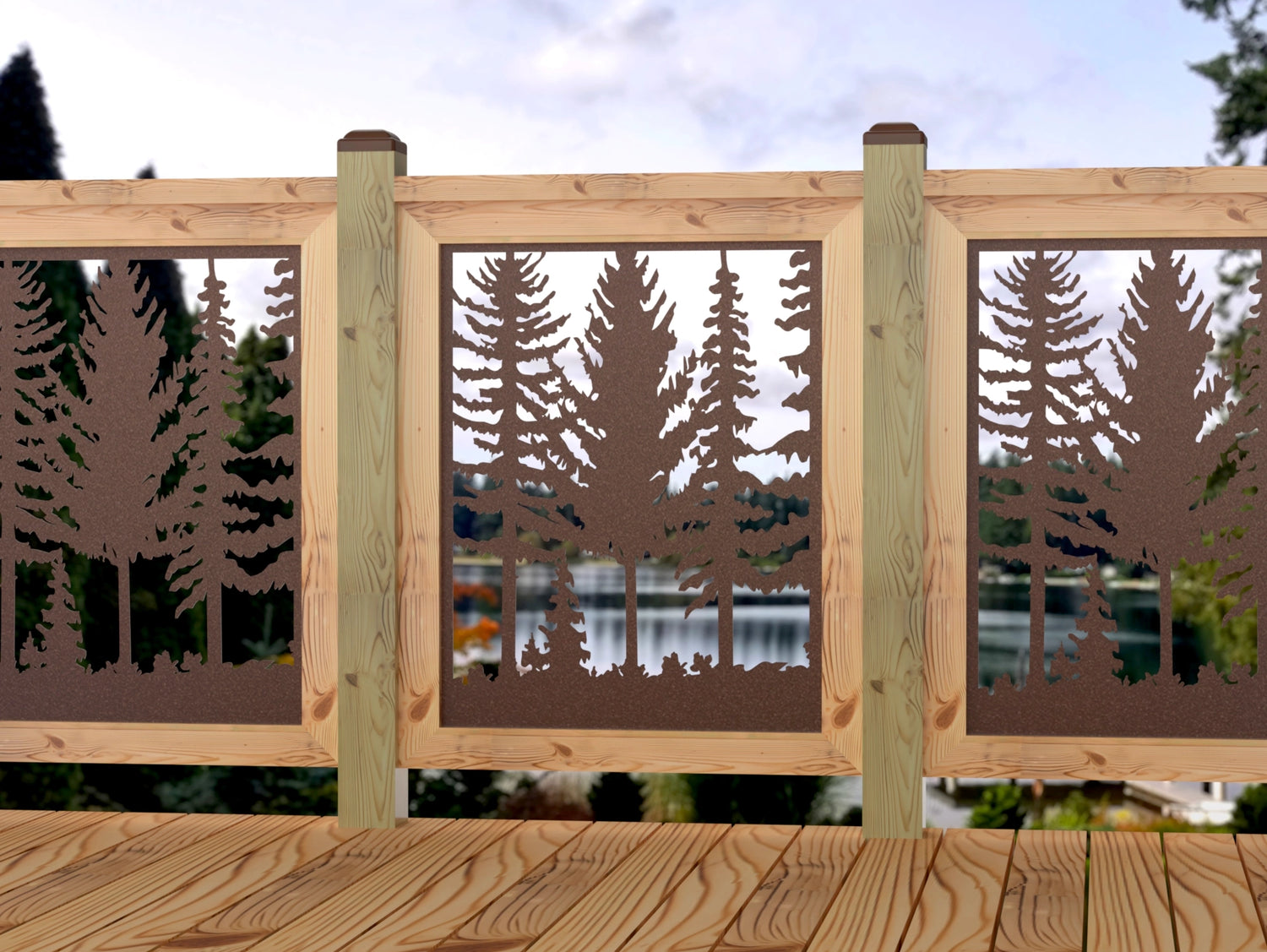 Forest Landscape Railing Panel Insert - Madison Iron and Wood