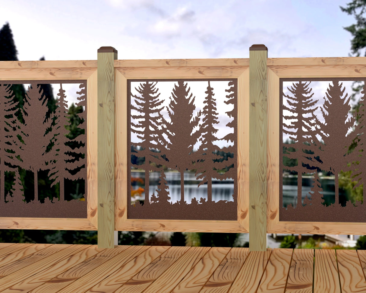 Forest Landscape Railing Panel Insert - Madison Iron and Wood