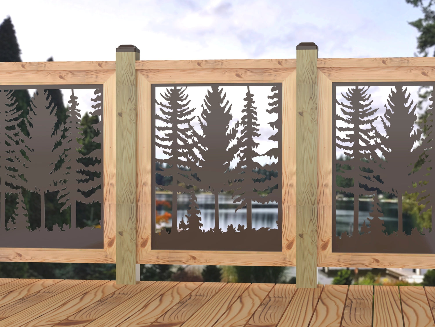 Forest Landscape Railing Panel Insert - Madison Iron and Wood