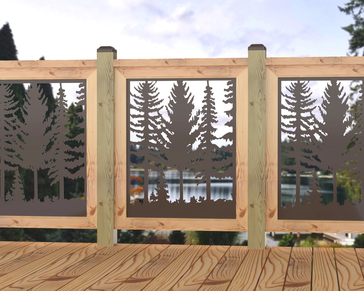 Forest Landscape Railing Panel Insert - Madison Iron and Wood