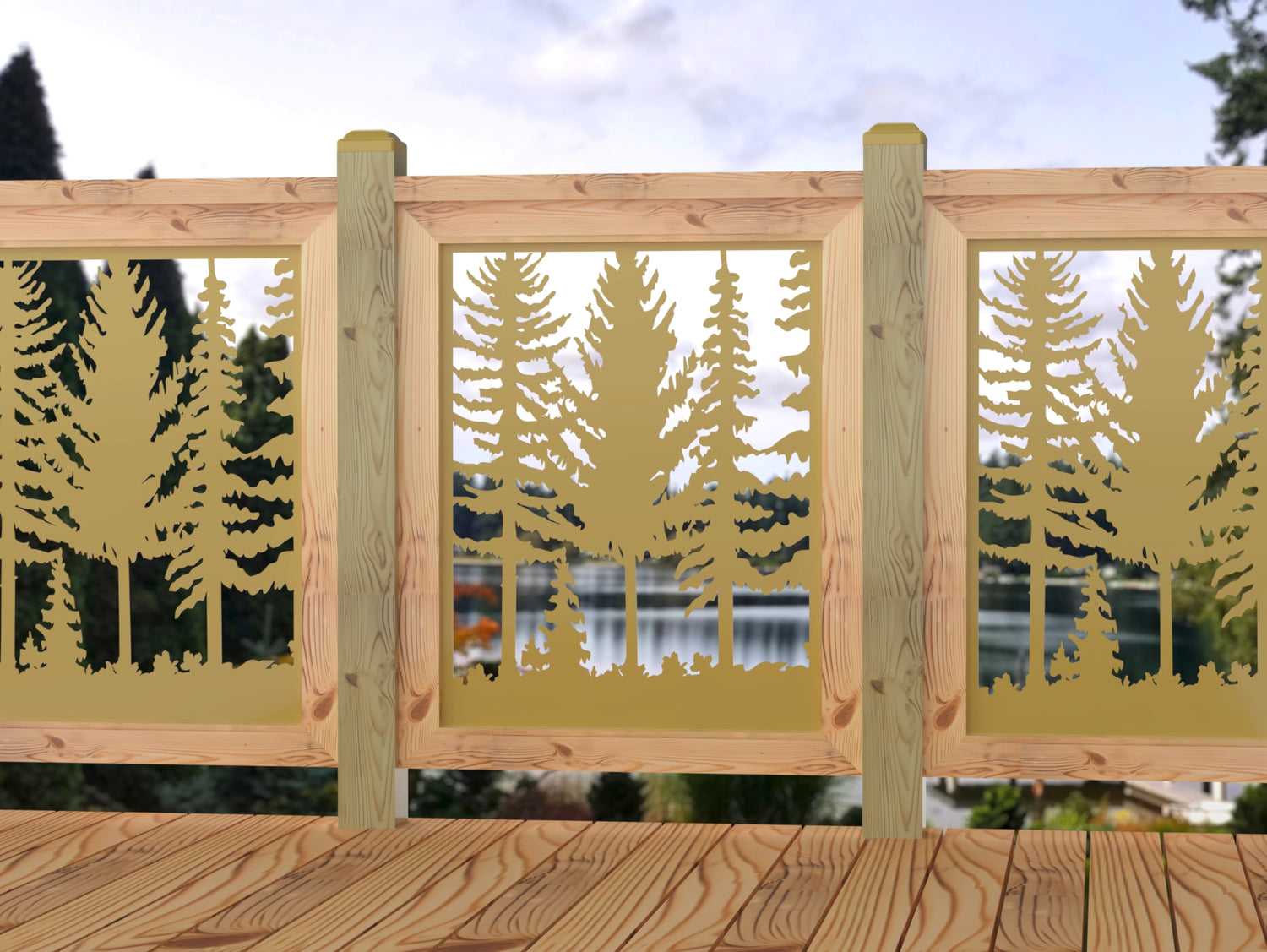 24"x30" - Forest Landscape Fence/Gate Panel Insert - Madison Iron and Wood