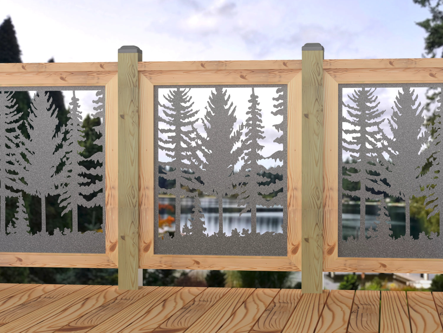 24"x30" - Forest Landscape Fence/Gate Panel Insert - Madison Iron and Wood