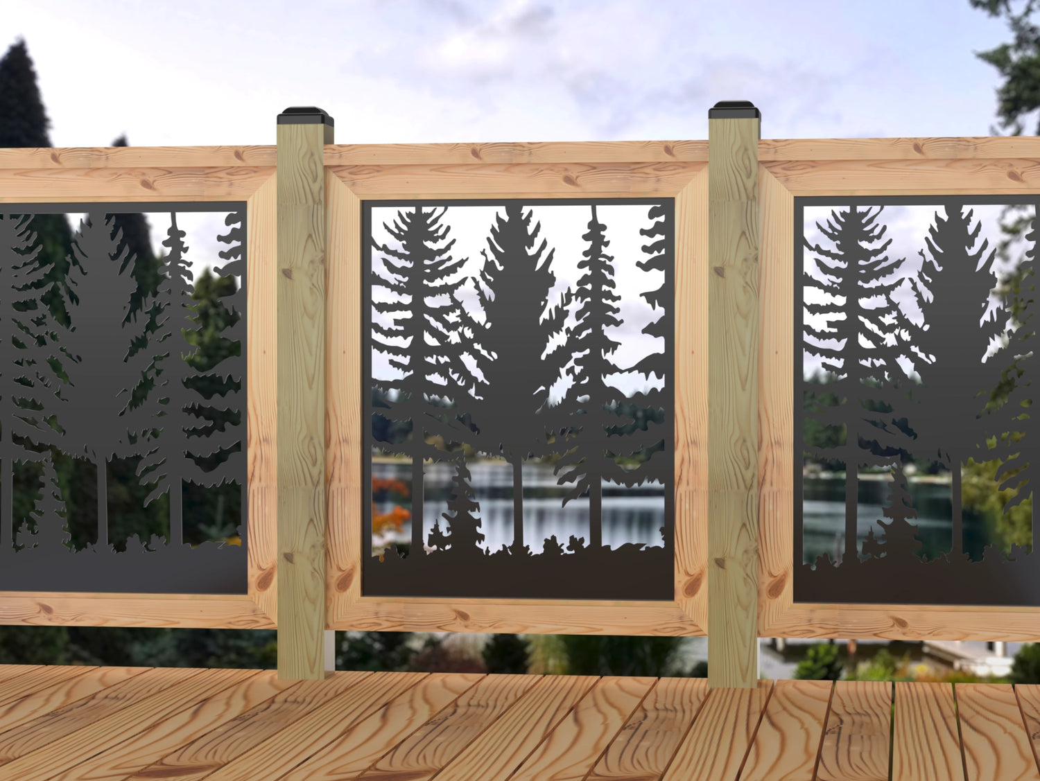 24"x30" - Forest Landscape Fence/Gate Panel Insert - Madison Iron and Wood