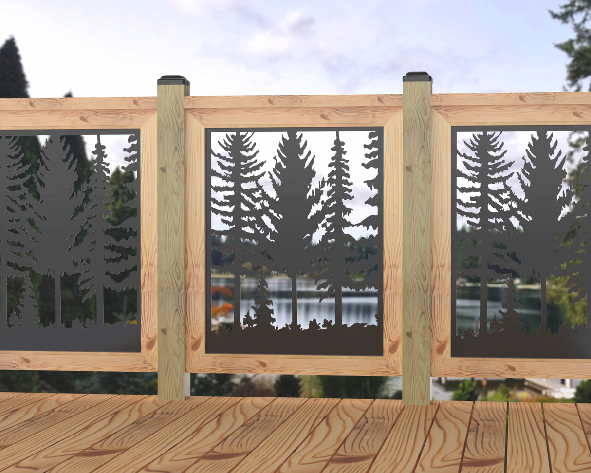 Forest Landscape Railing Panel Insert - Madison Iron and Wood