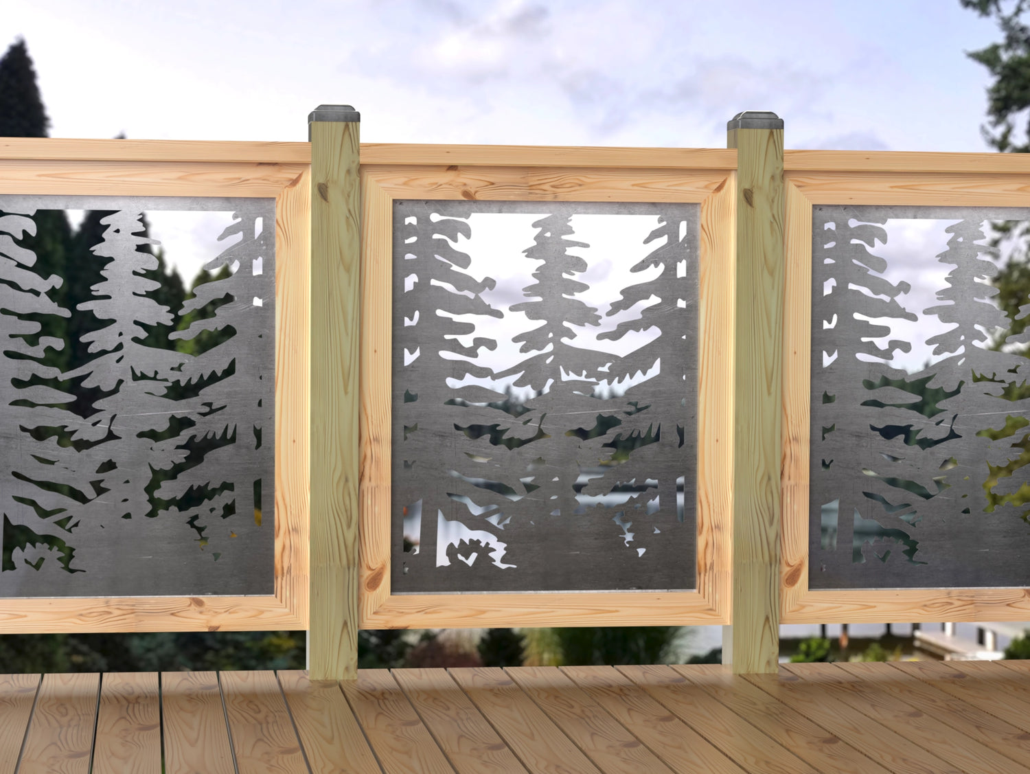 24"x30" - Forest Landscape Fence/Gate Panel Insert - Variation 3 - Madison Iron and Wood