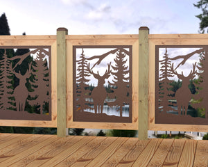 24"x30" - Deer and Bear Wildlife Landscape Fence/Gate Panel Insert