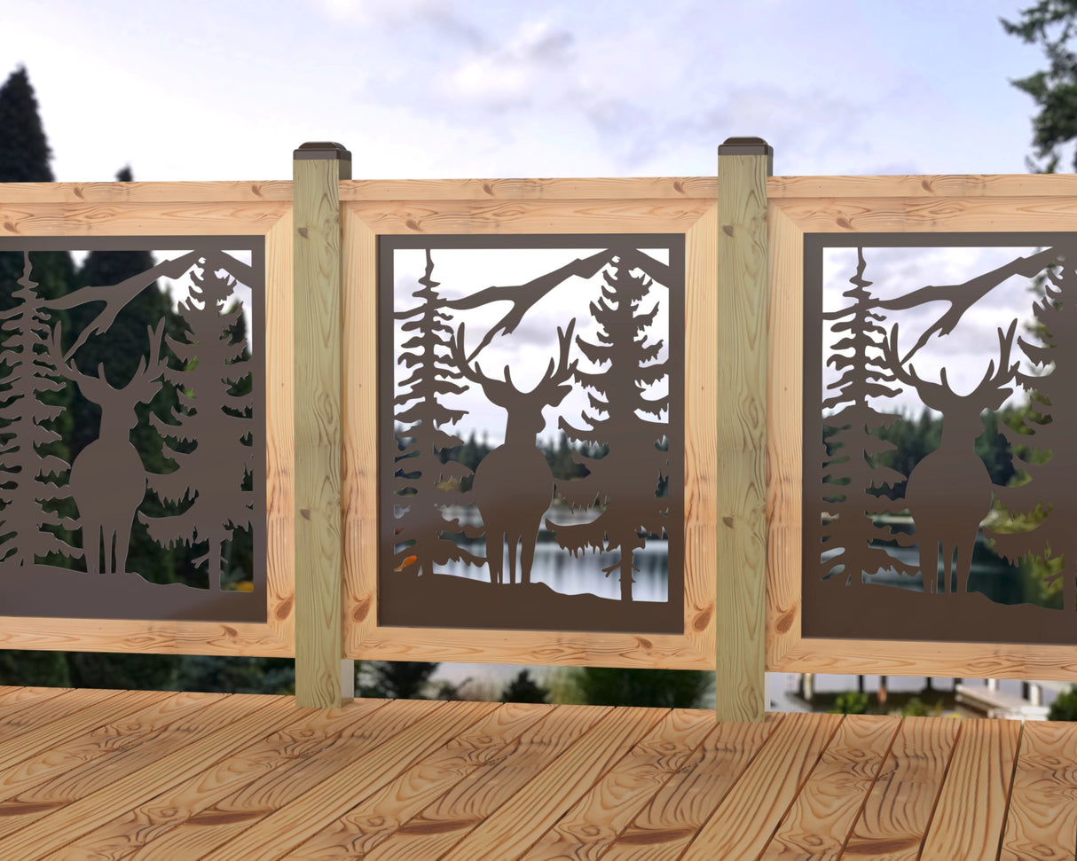 24"x30" - Deer and Bear Wildlife Landscape Fence/Gate Panel Insert