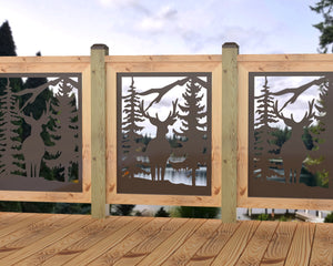 24"x30" - Deer and Bear Wildlife Landscape Fence/Gate Panel Insert