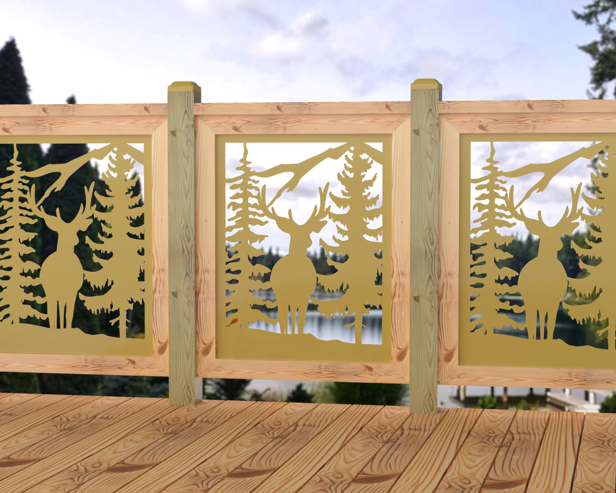 24"x30" - Deer and Bear Wildlife Landscape Fence/Gate Panel Insert
