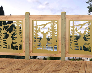 24"x30" - Deer and Bear Wildlife Landscape Fence/Gate Panel Insert