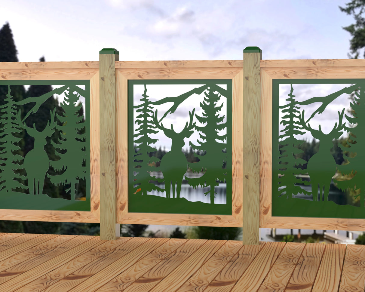 24"x30" - Deer and Bear Wildlife Landscape Fence/Gate Panel Insert