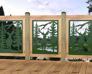 24"x30" - Deer and Bear Wildlife Landscape Fence/Gate Panel Insert