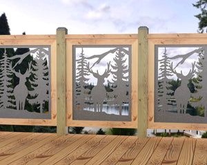 24"x30" - Deer and Bear Wildlife Landscape Fence/Gate Panel Insert
