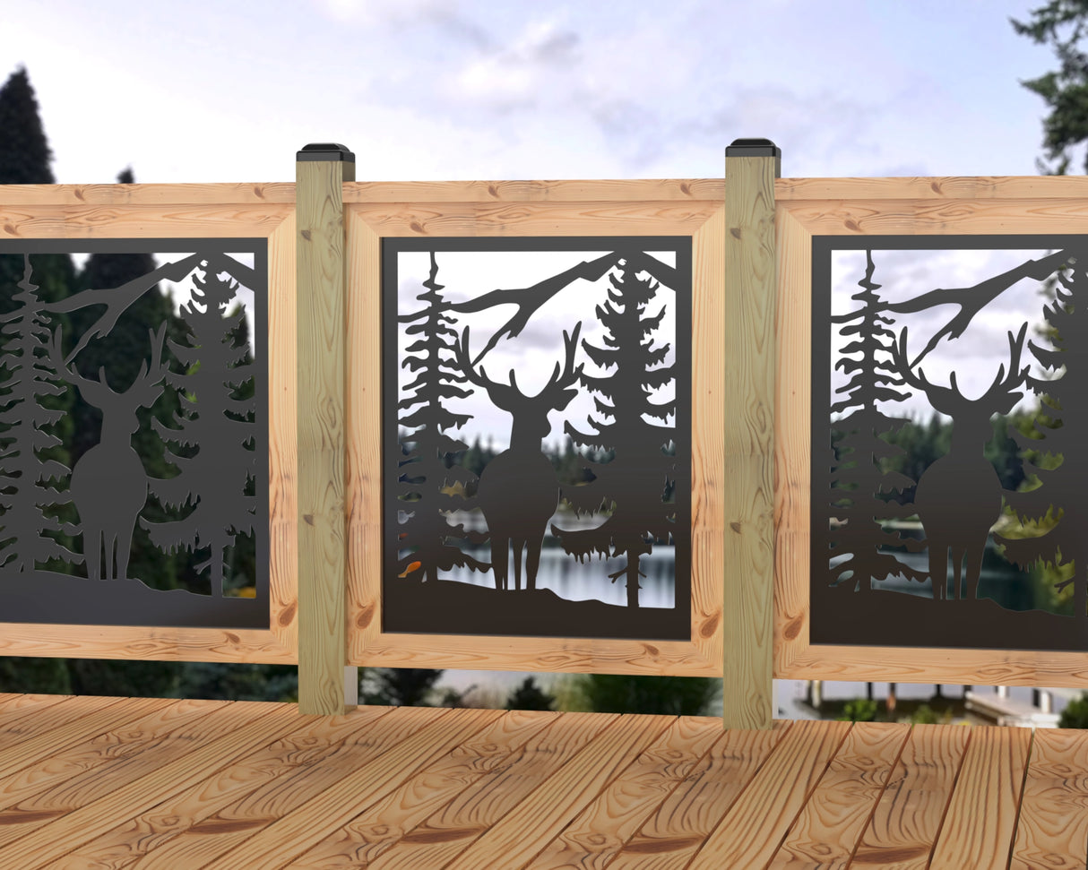 24"x30" - Deer and Bear Wildlife Landscape Fence/Gate Panel Insert