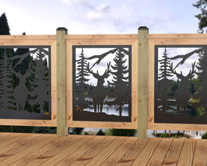24"x30" - Deer and Bear Wildlife Landscape Fence/Gate Panel Insert