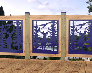 24"x30" - Deer and Bear Wildlife Landscape Fence/Gate Panel Insert