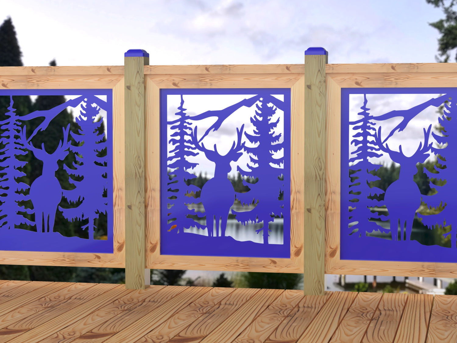 24"x30" - Deer and Bear Wildlife Landscape Fence/Gate Panel Insert - Madison Iron and Wood