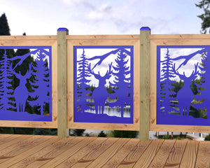 24"x30" - Deer and Bear Wildlife Landscape Fence/Gate Panel Insert