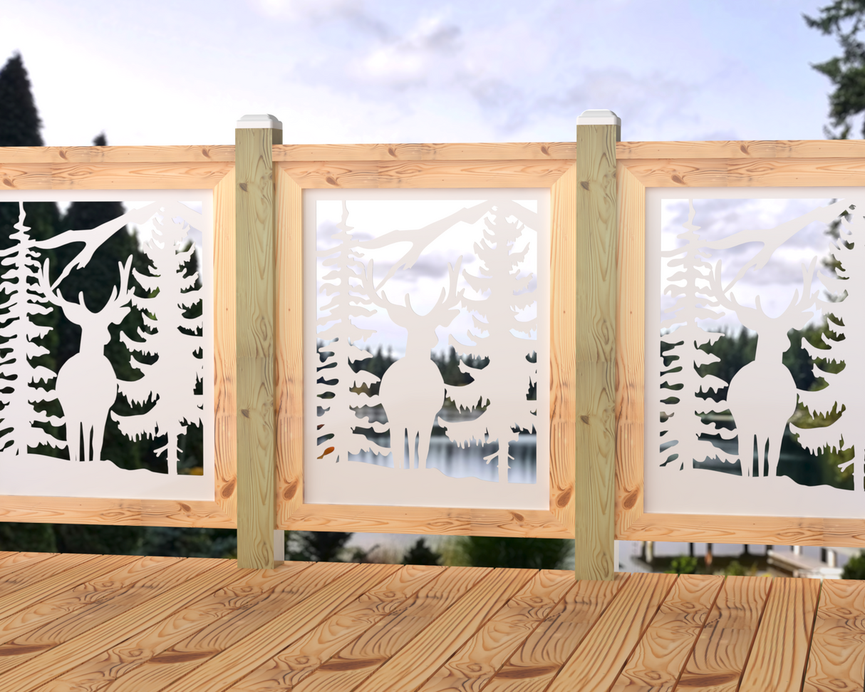 24"x30" - Deer and Bear Wildlife Landscape Fence/Gate Panel Insert - Madison Iron and Wood