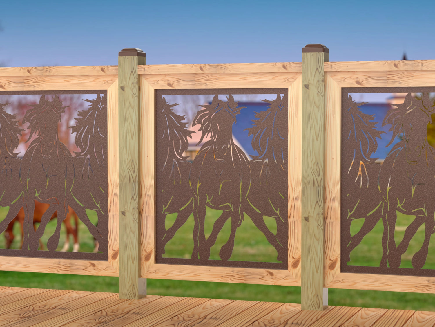 Horses Trotting Railing Panel Insert