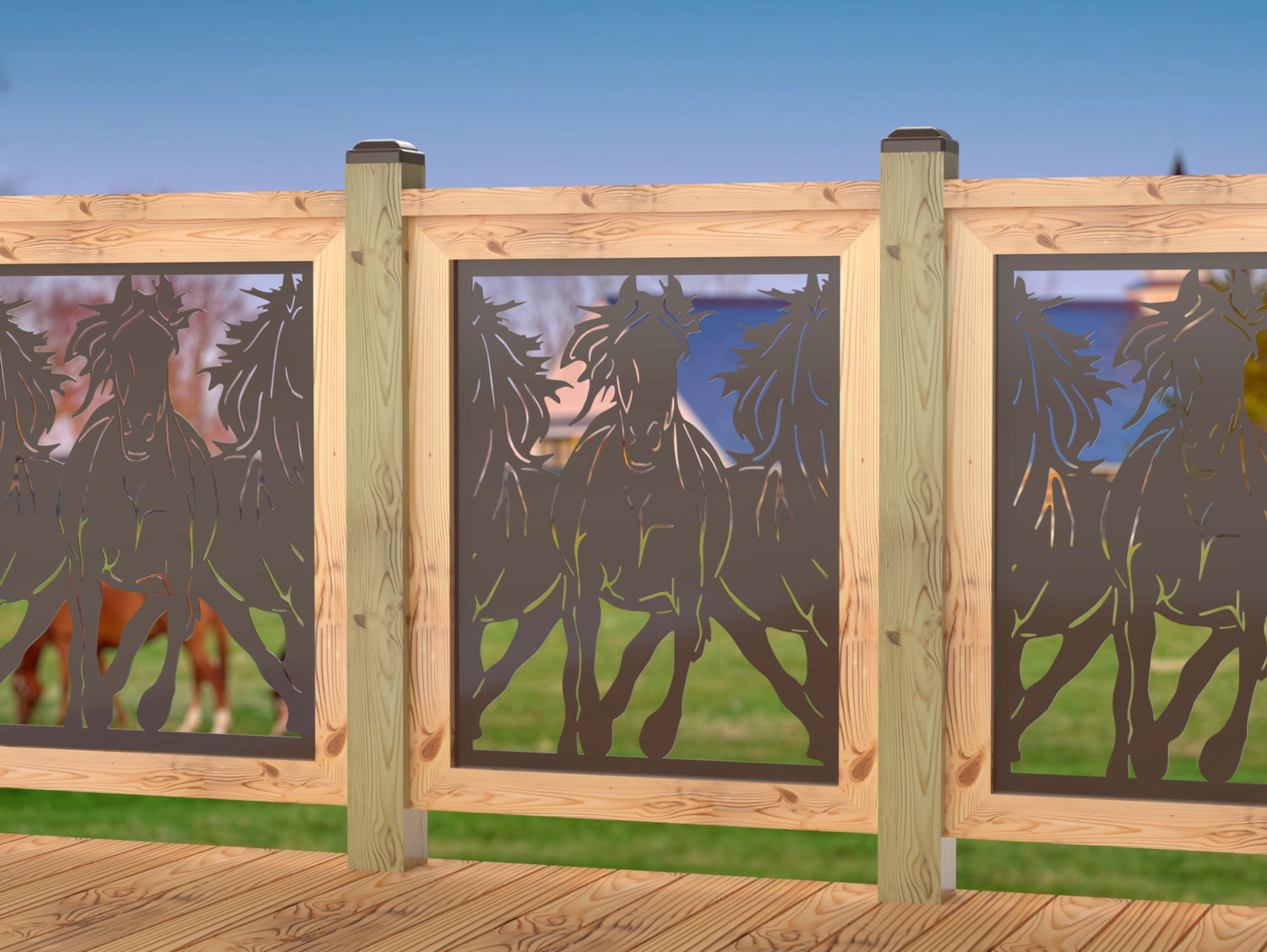 Horses Trotting Railing Panel Insert