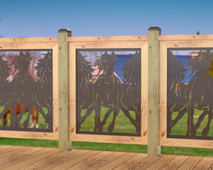 Horses Trotting Railing Panel Insert