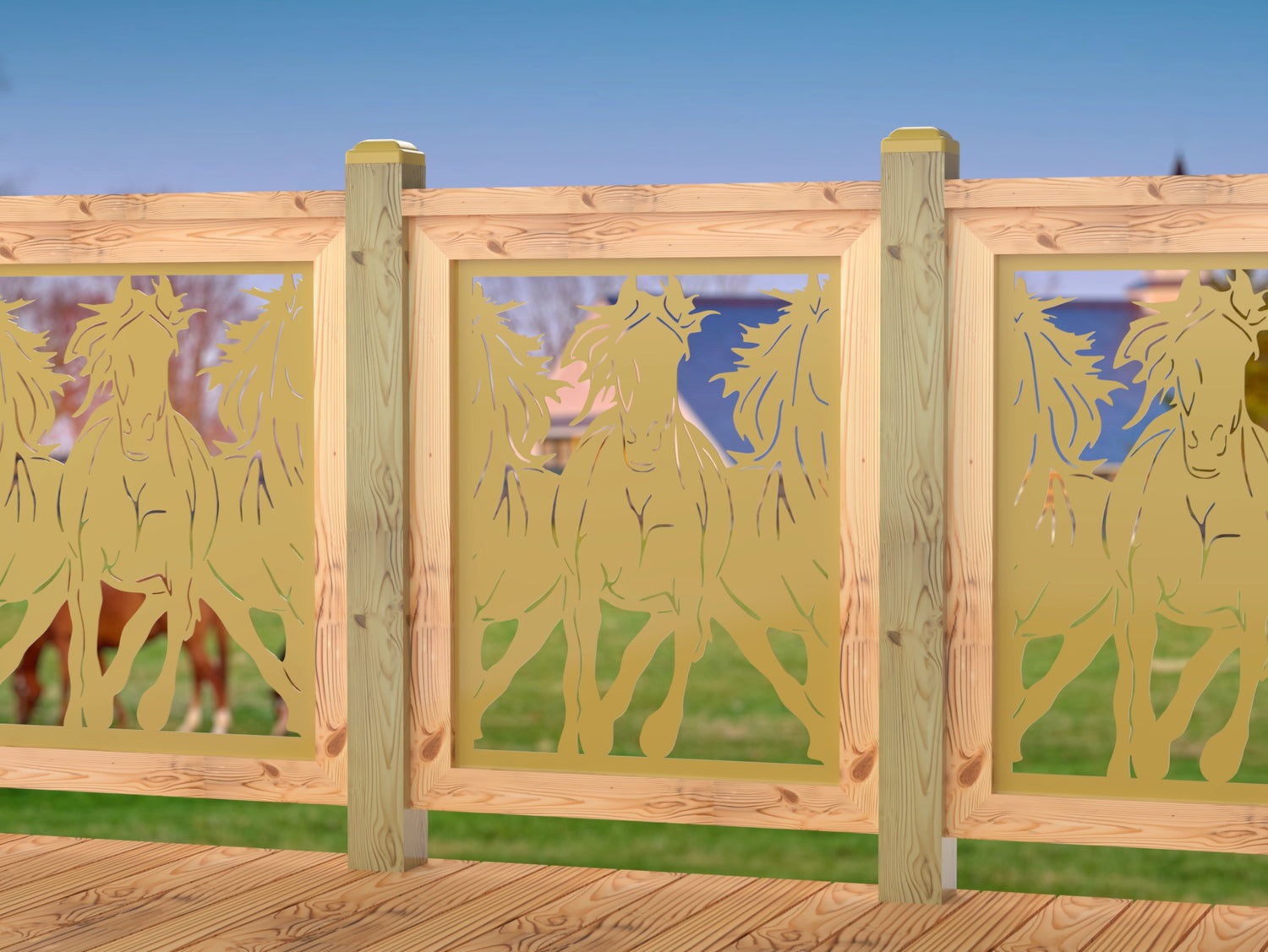 Horses Trotting Railing Panel Insert