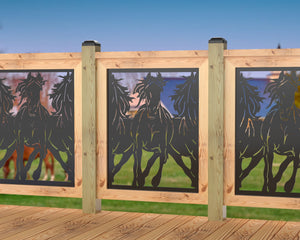 Horses Trotting Railing Panel Insert