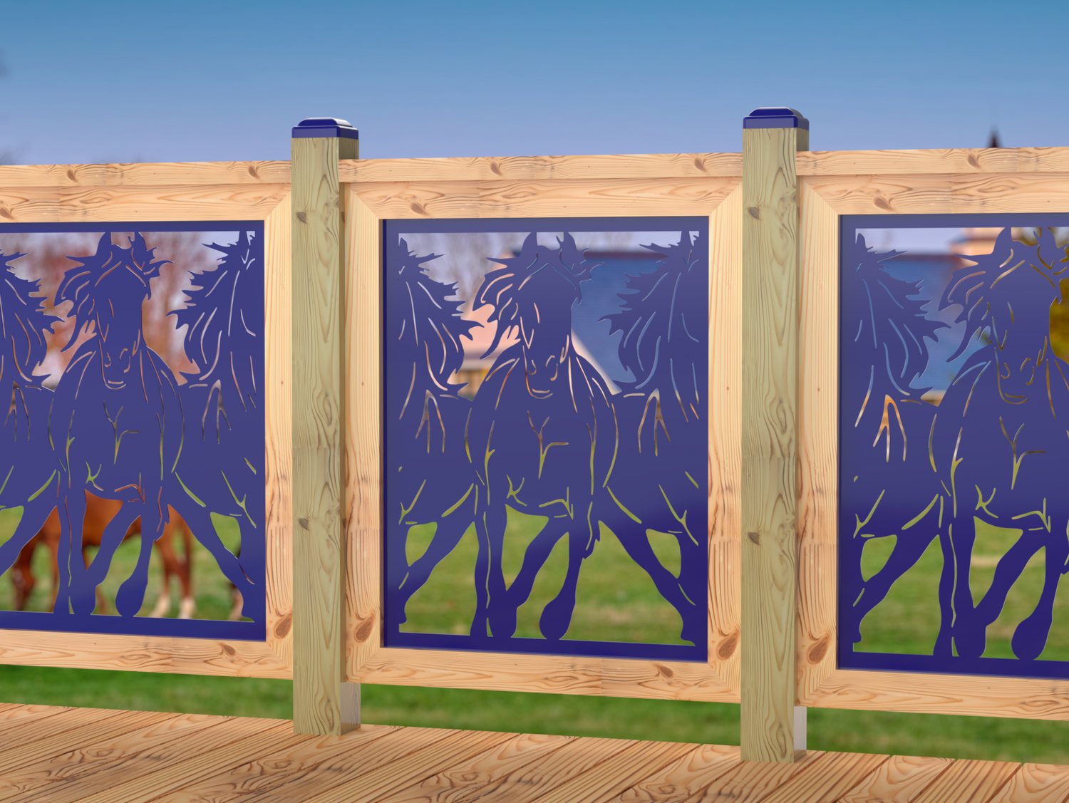 24"x30" - Horses Trotting Fence/Gate Panel Insert - Madison Iron and Wood