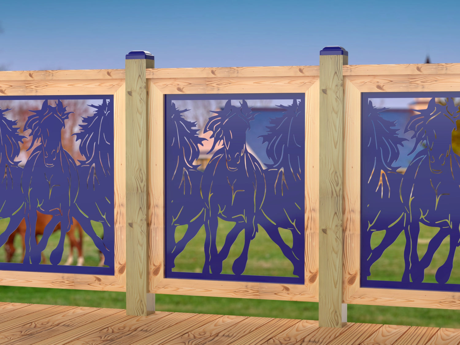 Horses Trotting Railing Panel Insert