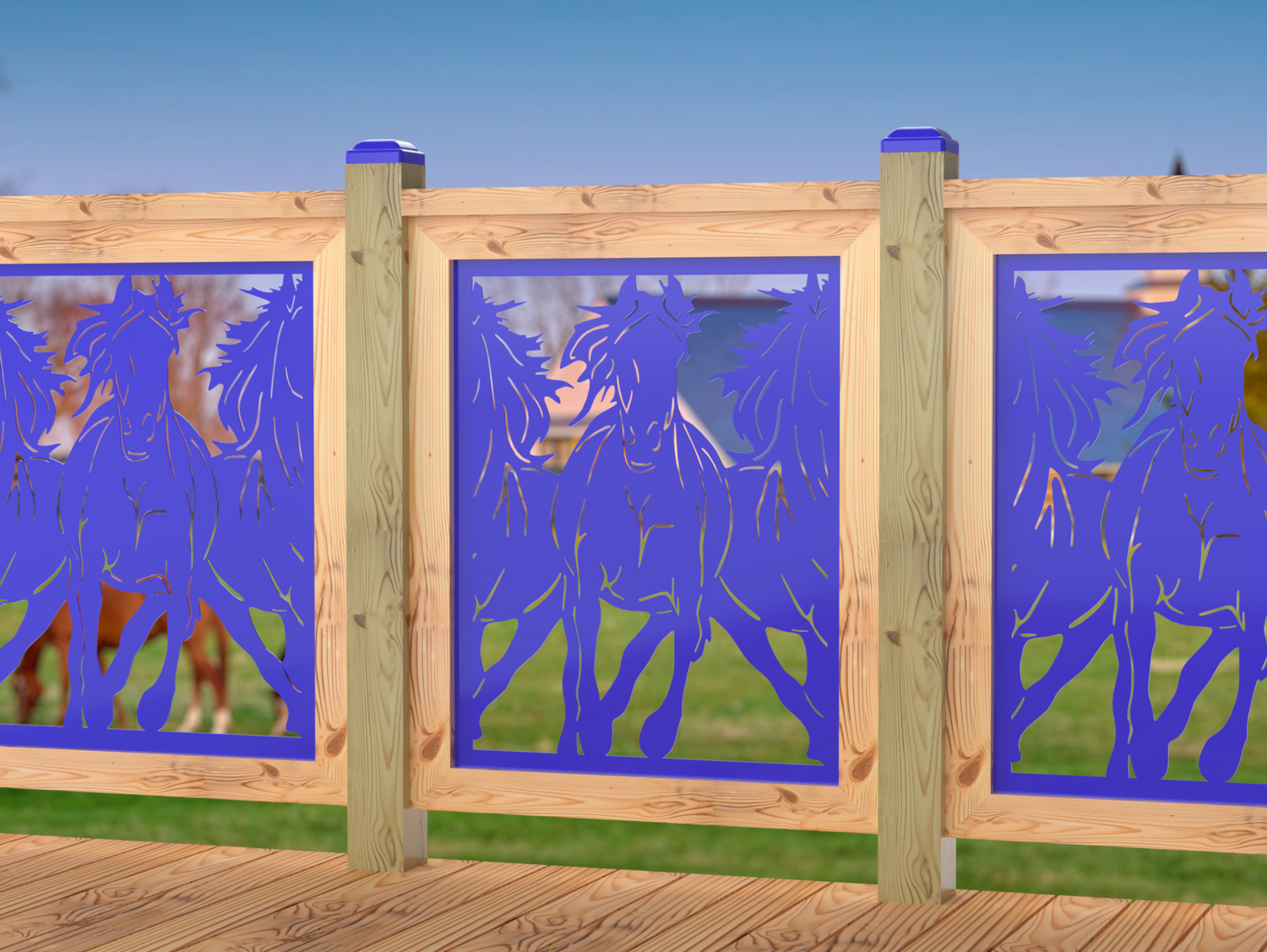 24"x30" - Horses Trotting Fence/Gate Panel Insert - Madison Iron and Wood