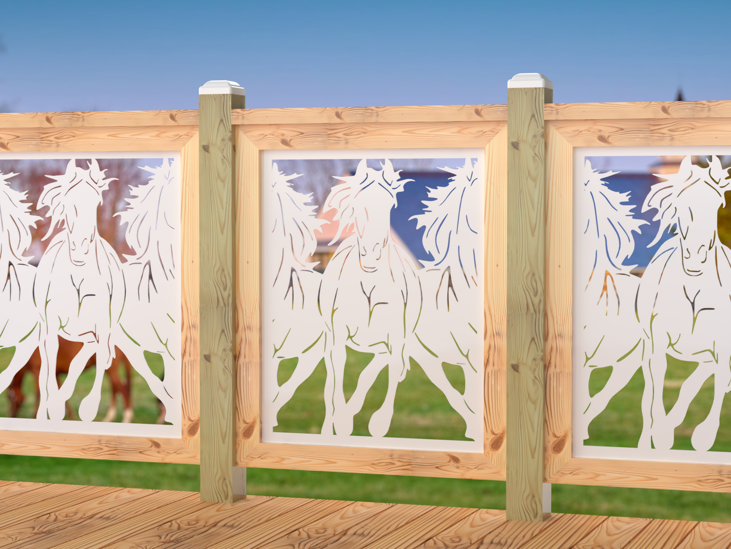24"x30" - Horses Trotting Fence/Gate Panel Insert - Madison Iron and Wood