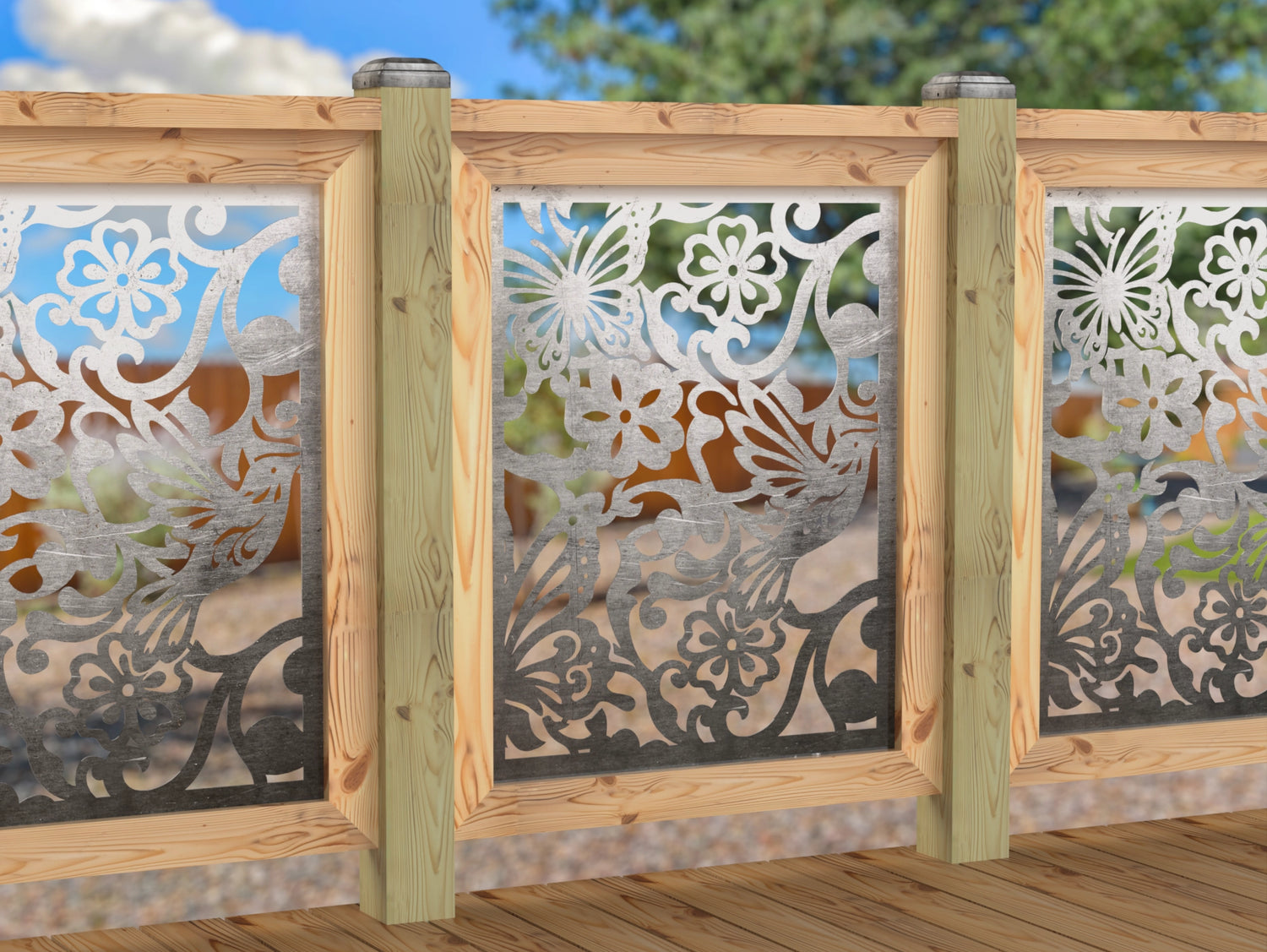 Butterflies and Hummingbirds Railing Panel Insert