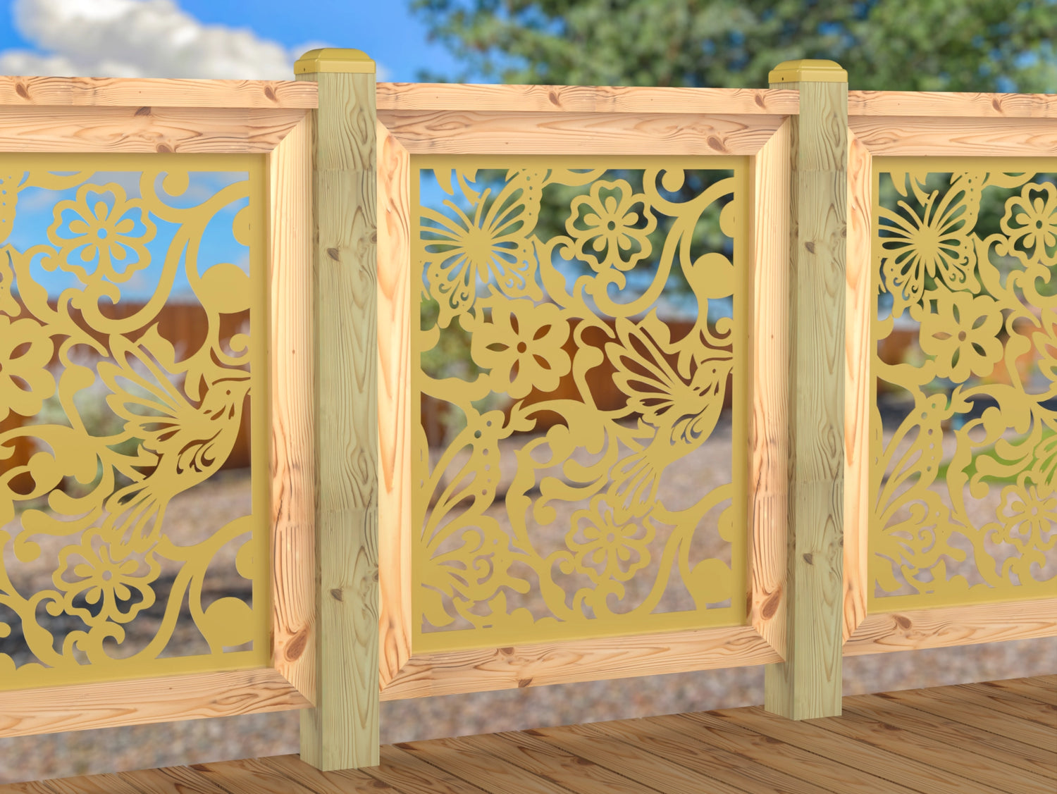 Butterflies and Hummingbirds Railing Panel Insert