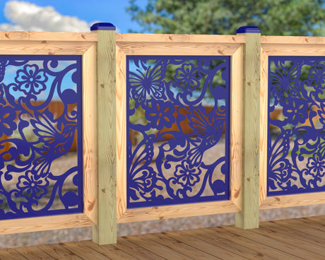 Butterflies and Hummingbirds Railing Panel Insert - Madison Iron and Wood