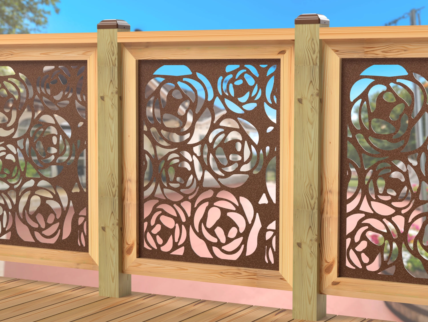 Rose Bush Railing Panel Insert - Madison Iron and Wood