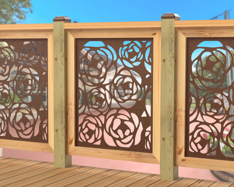 Rose Bush Railing Panel Insert - Madison Iron and Wood