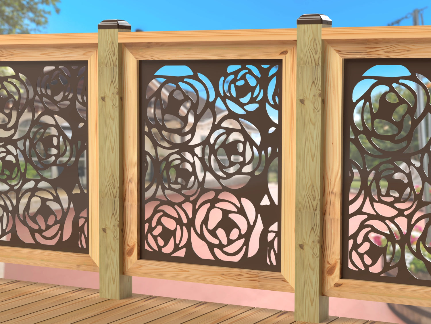 Rose Bush Railing Panel Insert - Madison Iron and Wood