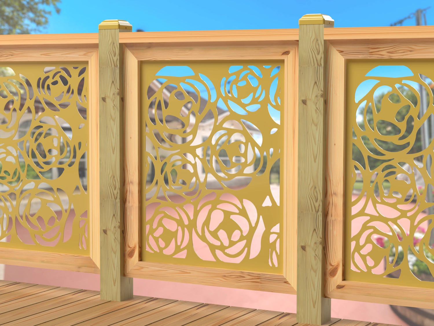 Rose Bush Railing Panel Insert - Madison Iron and Wood