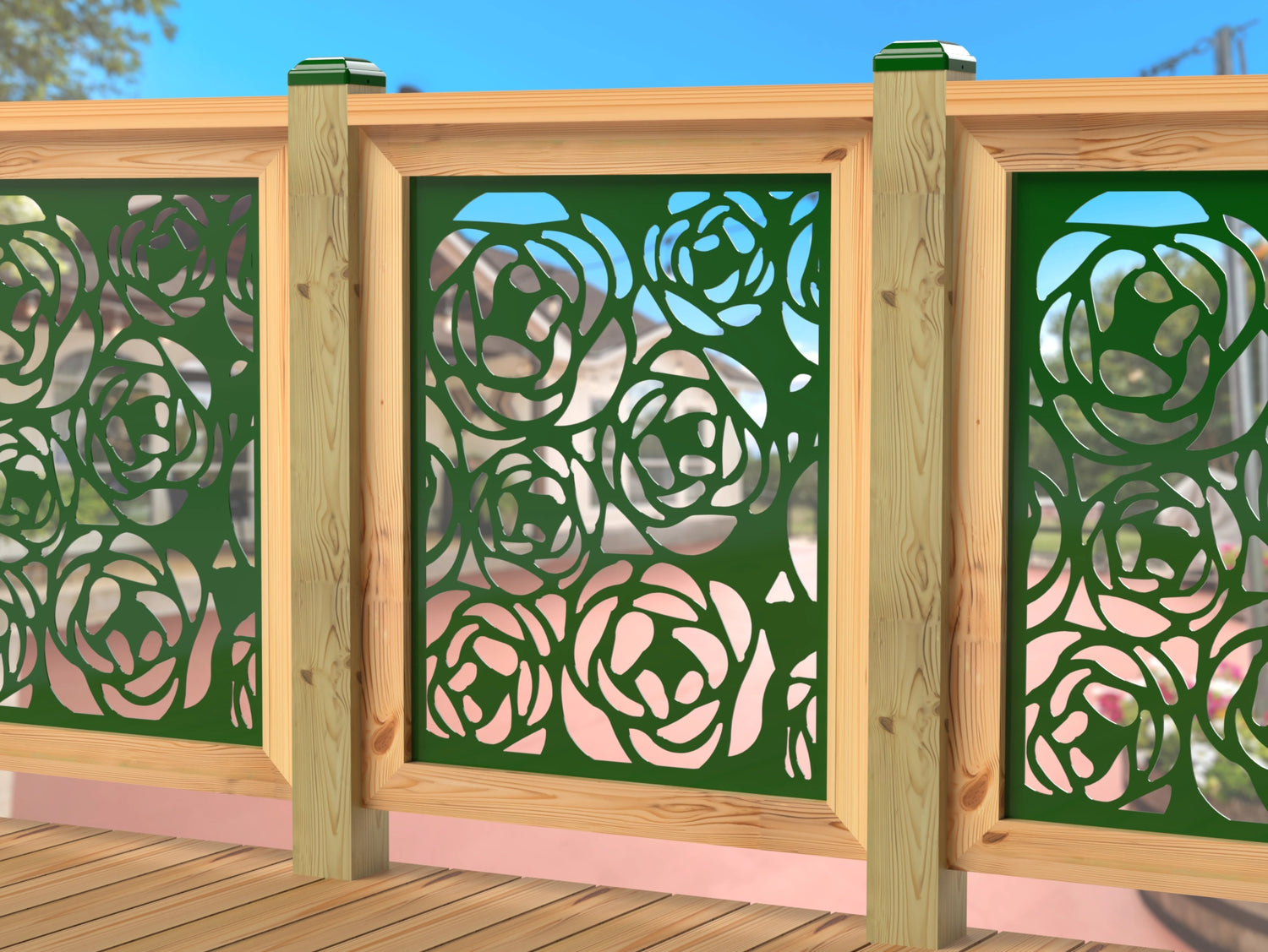 Rose Bush Railing Panel Insert - Madison Iron and Wood