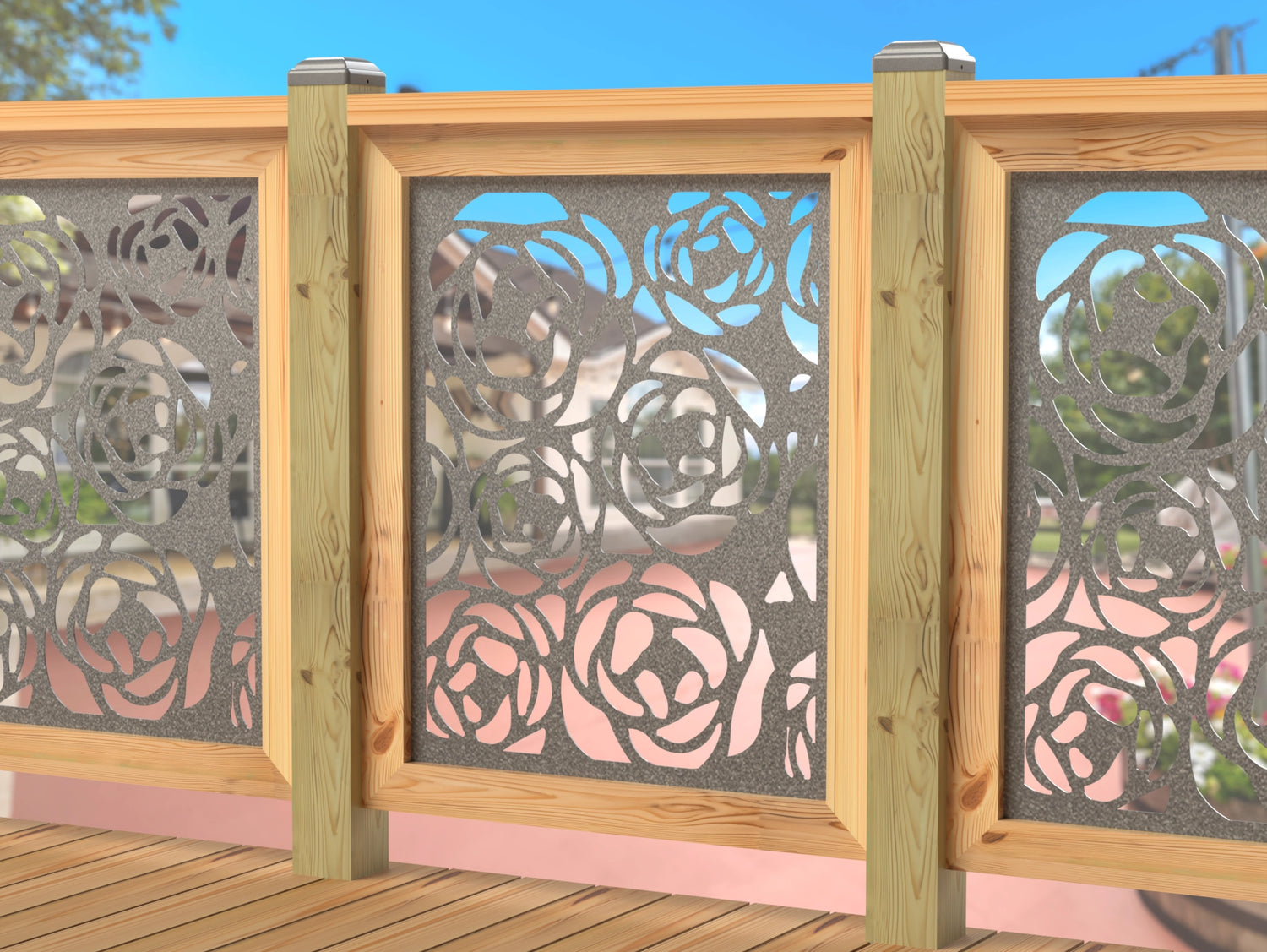 Rose Bush Railing Panel Insert - Madison Iron and Wood