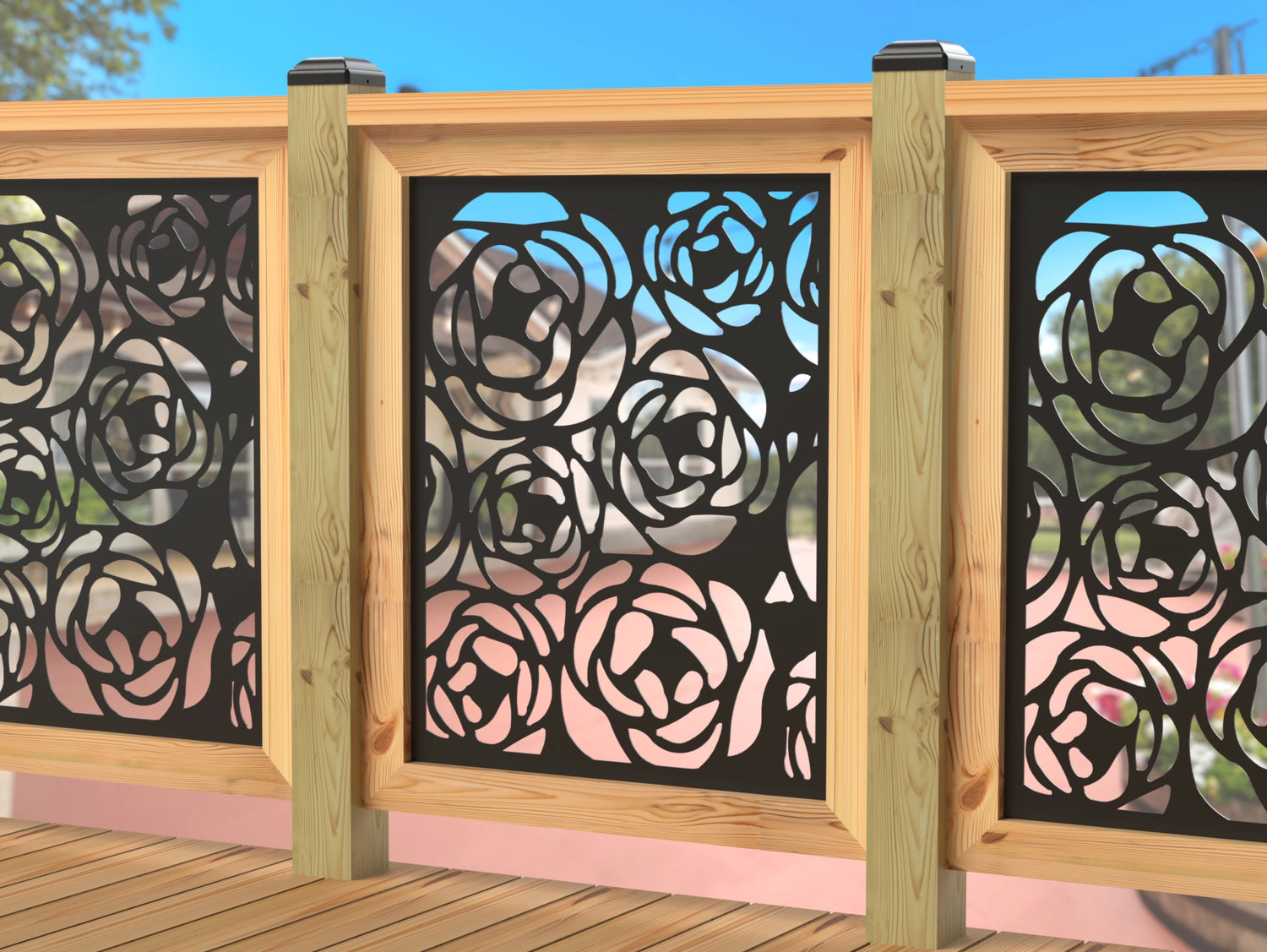 Rose Bush Railing Panel Insert - Madison Iron and Wood
