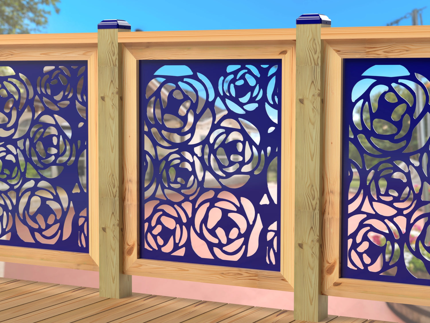 Rose Bush Railing Panel Insert - Madison Iron and Wood